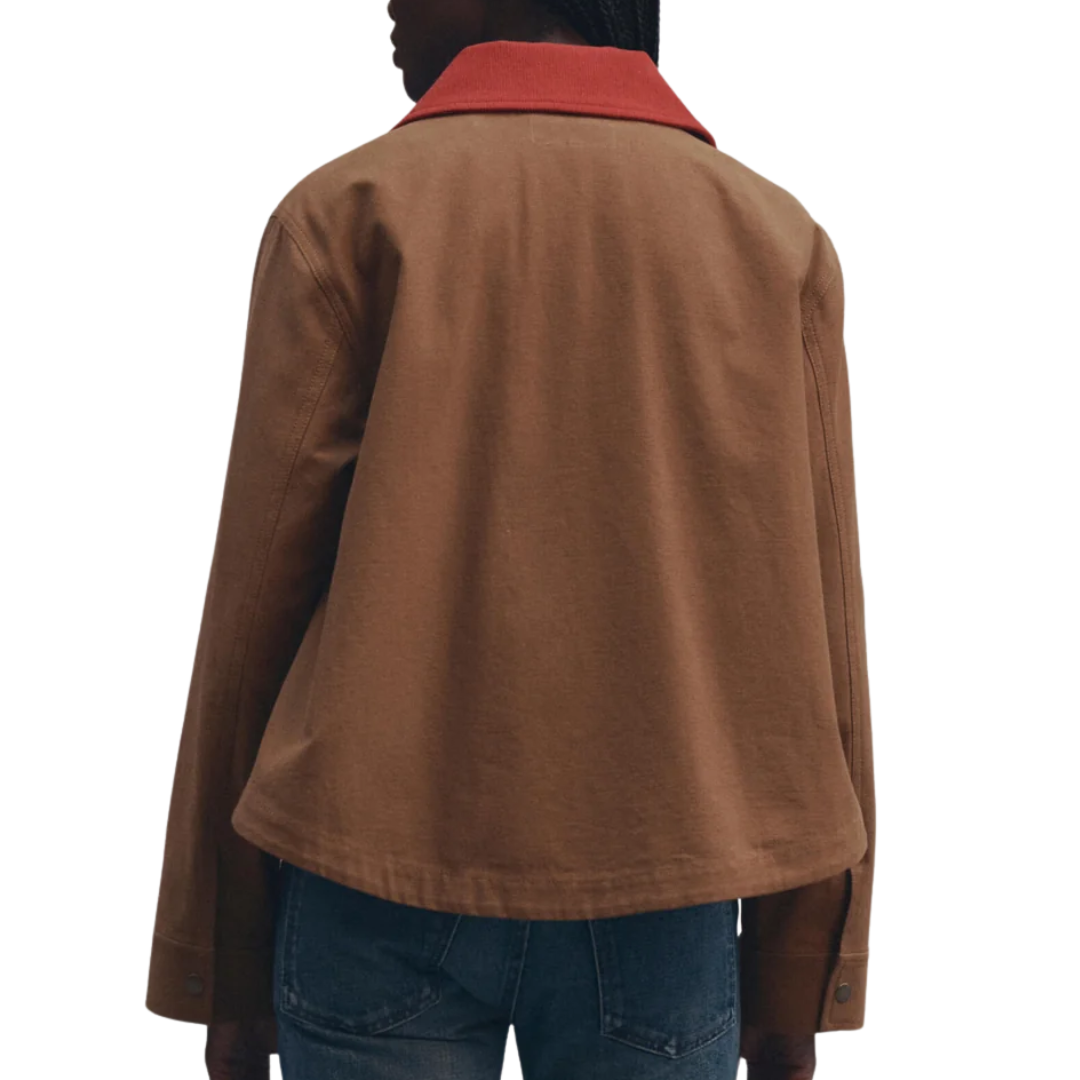 The Swingy Jacket in Rust With Bright Red