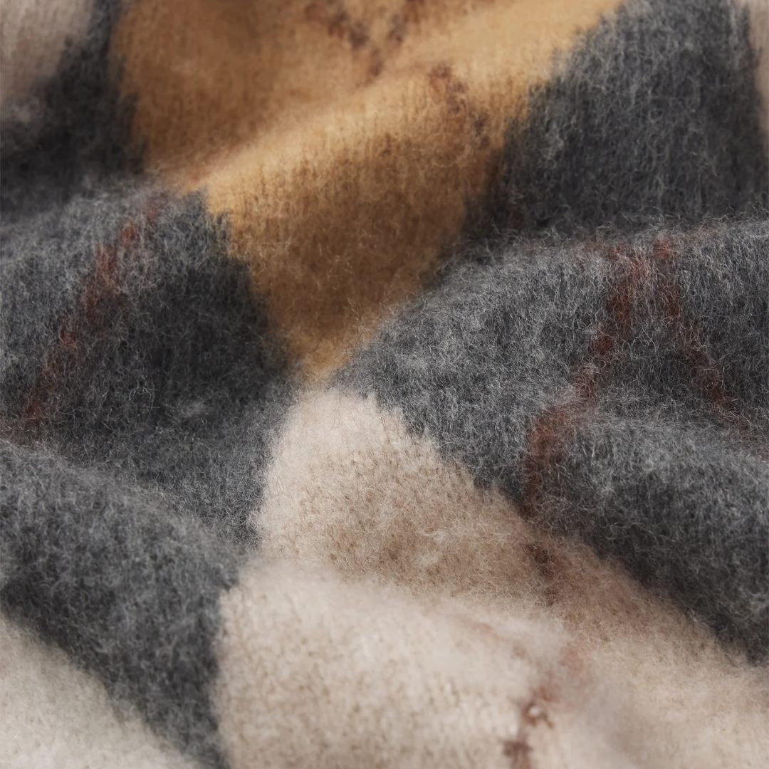The Brushed Argyle Cardi in Grey Multi