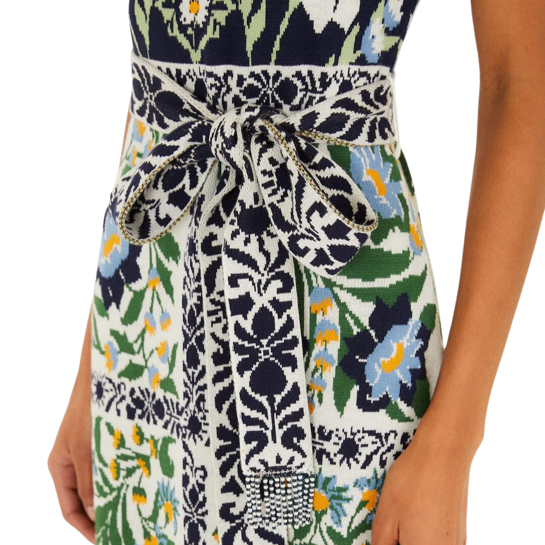 Belted Knit Midi Dress in Manoela Off-White