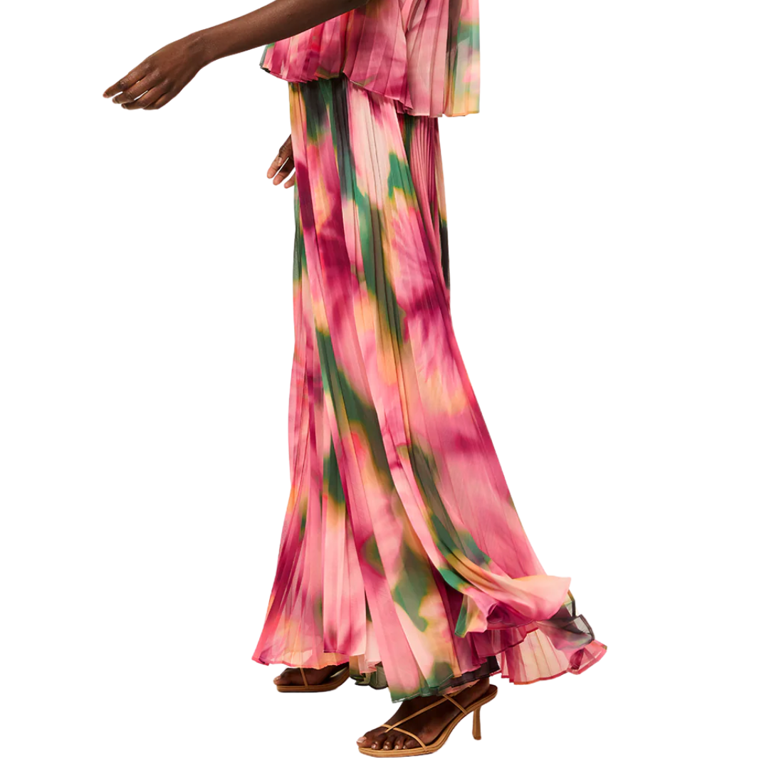 Ilona Skirt in Blurred Hibiscus Chiffon