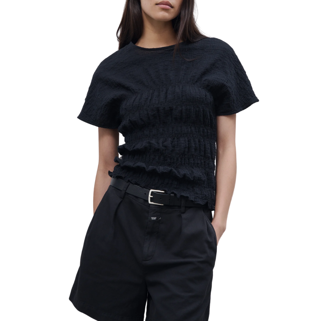 Crinkle-Effect Top in Black