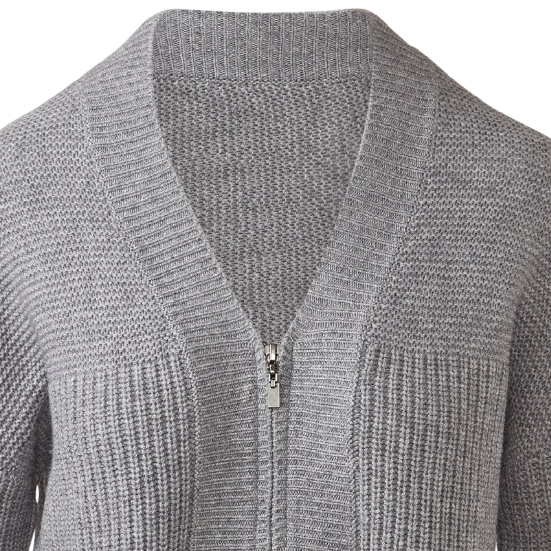 Fringe Sleeve Cardigan in Granite