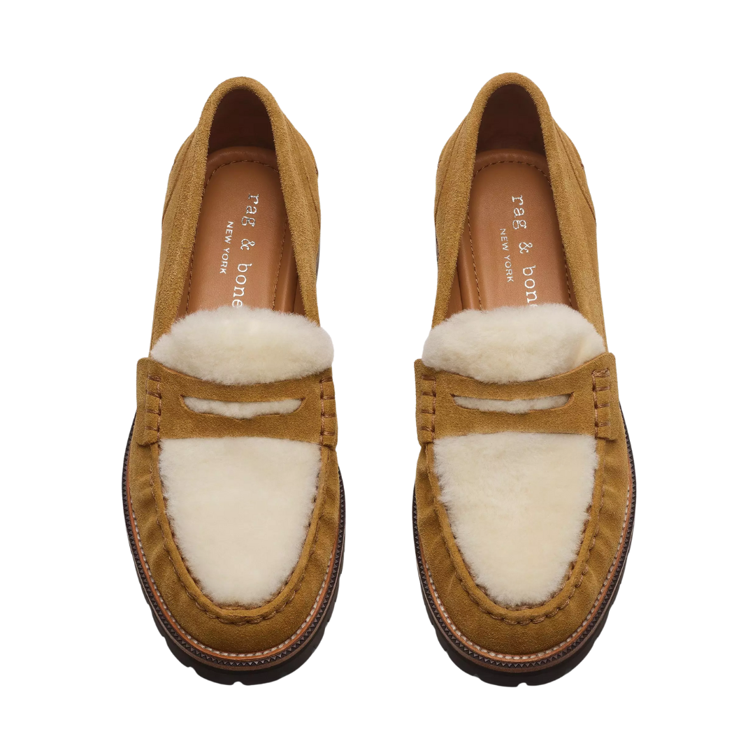 Corey Suede Shearling Loafers in Caramel