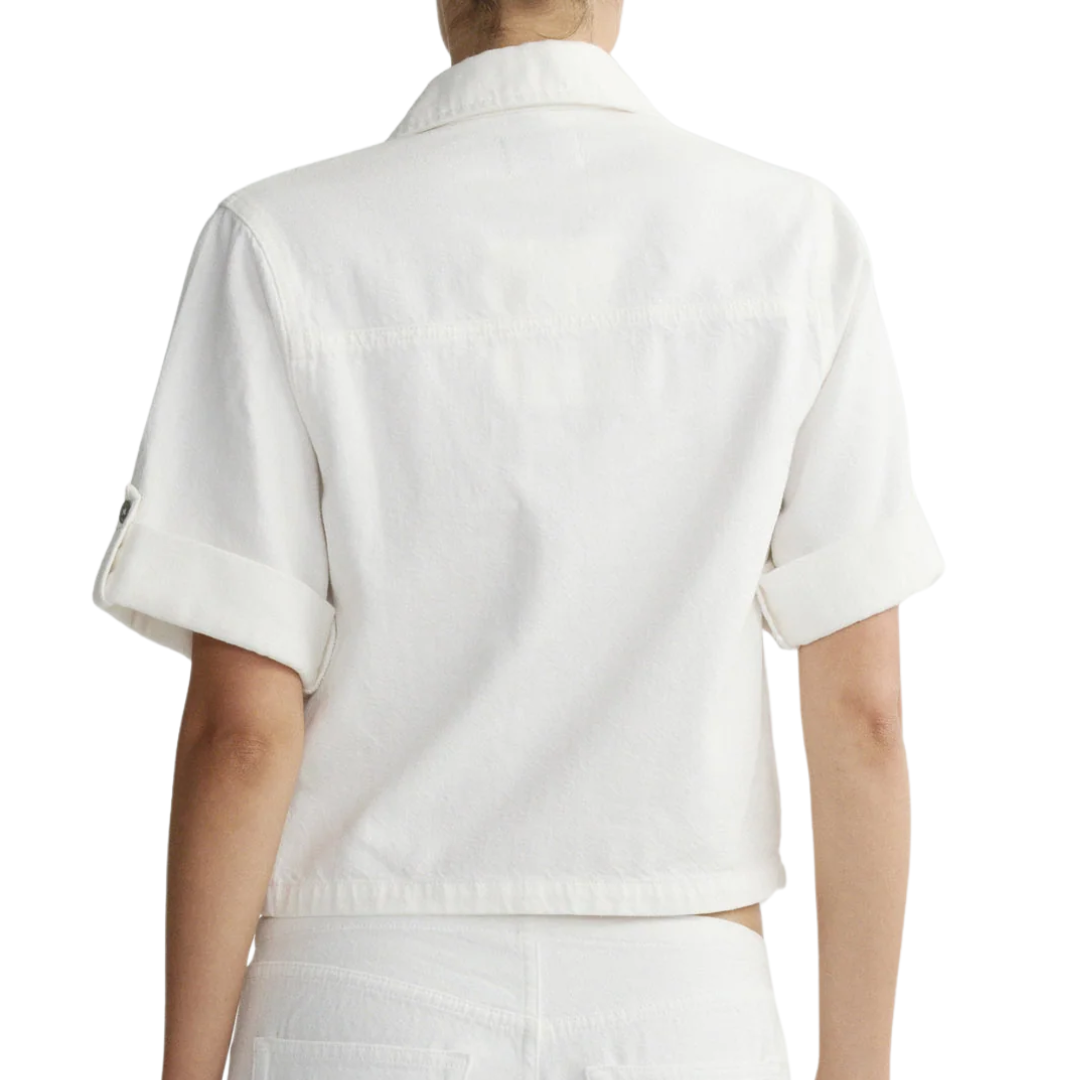 Montauk Shirt Cuffed Sleeve in White Aura