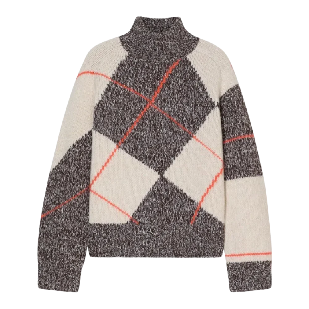 Argyle Rolli Sweater in Almond Cream