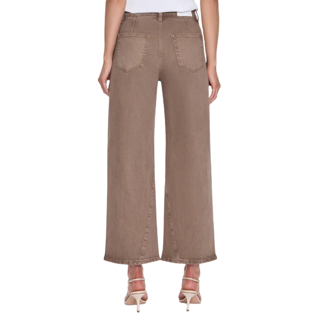 Kyra High Rise Bowed Wide Leg in Tannin