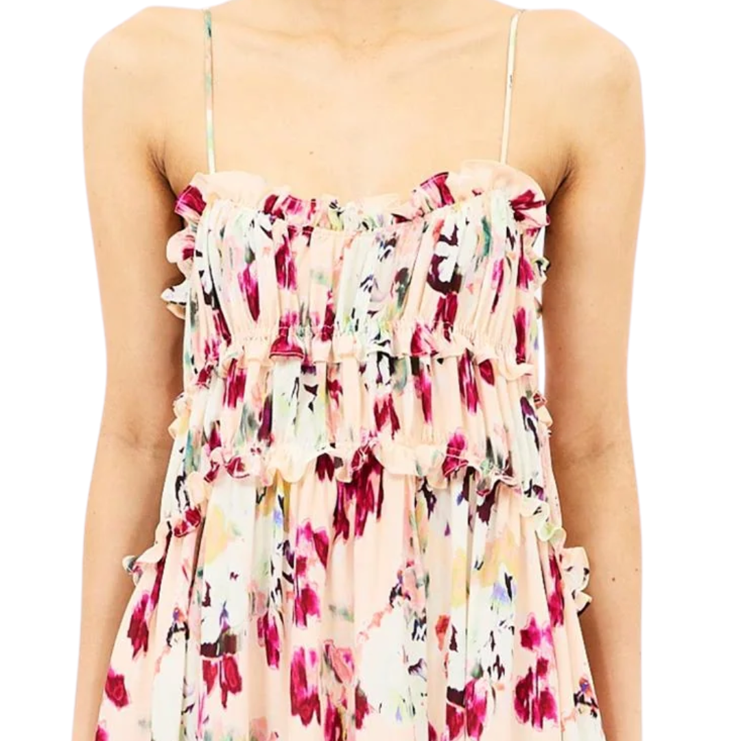 Clove Cami Silk Dress in Summer Garden
