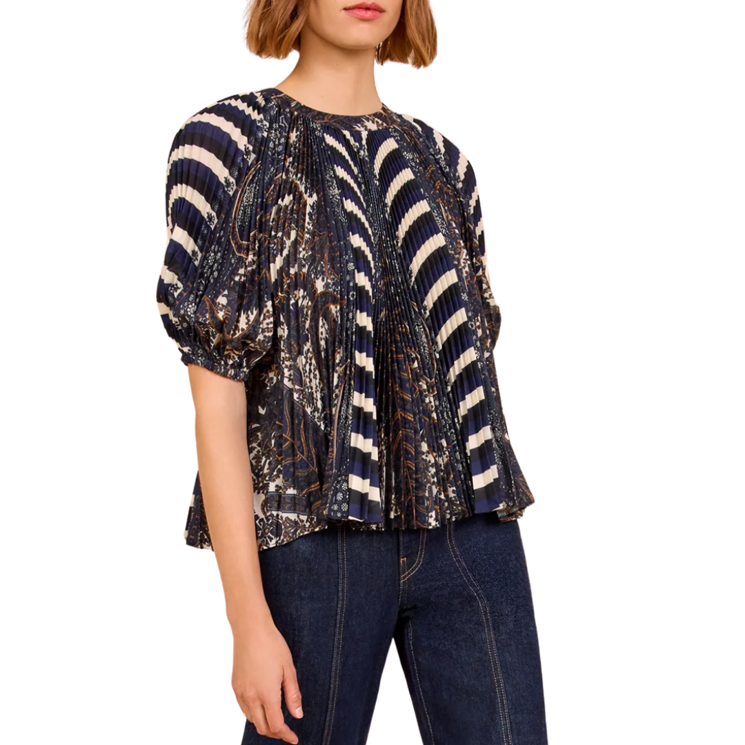 Dafne Pleated Blouse in Eclipse