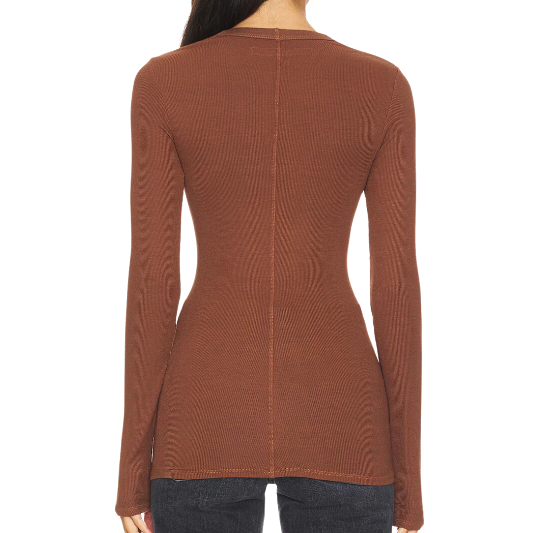 Silk Rib L/S U in Nutshell