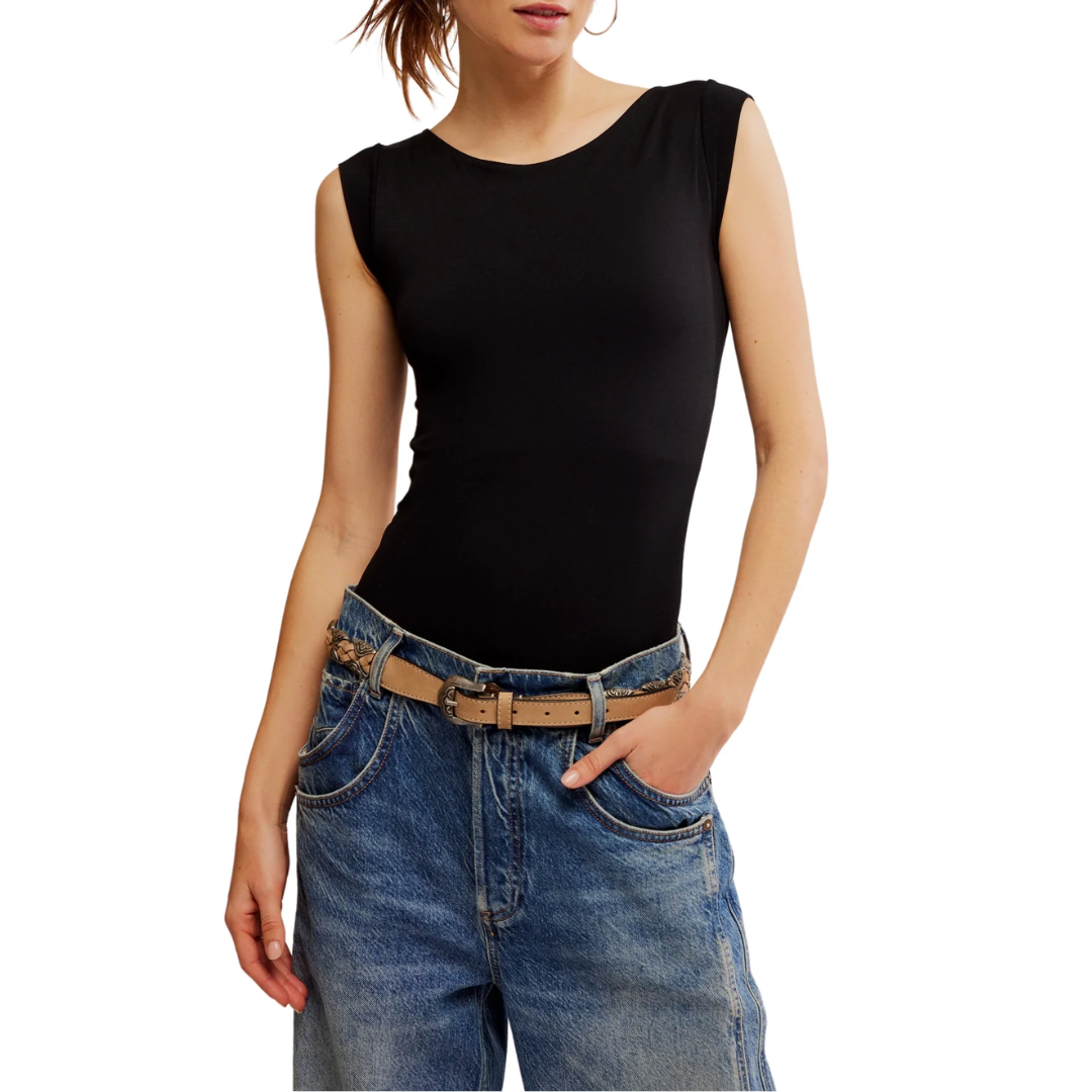 Clean Lines Boatneck Bodysuit in Black