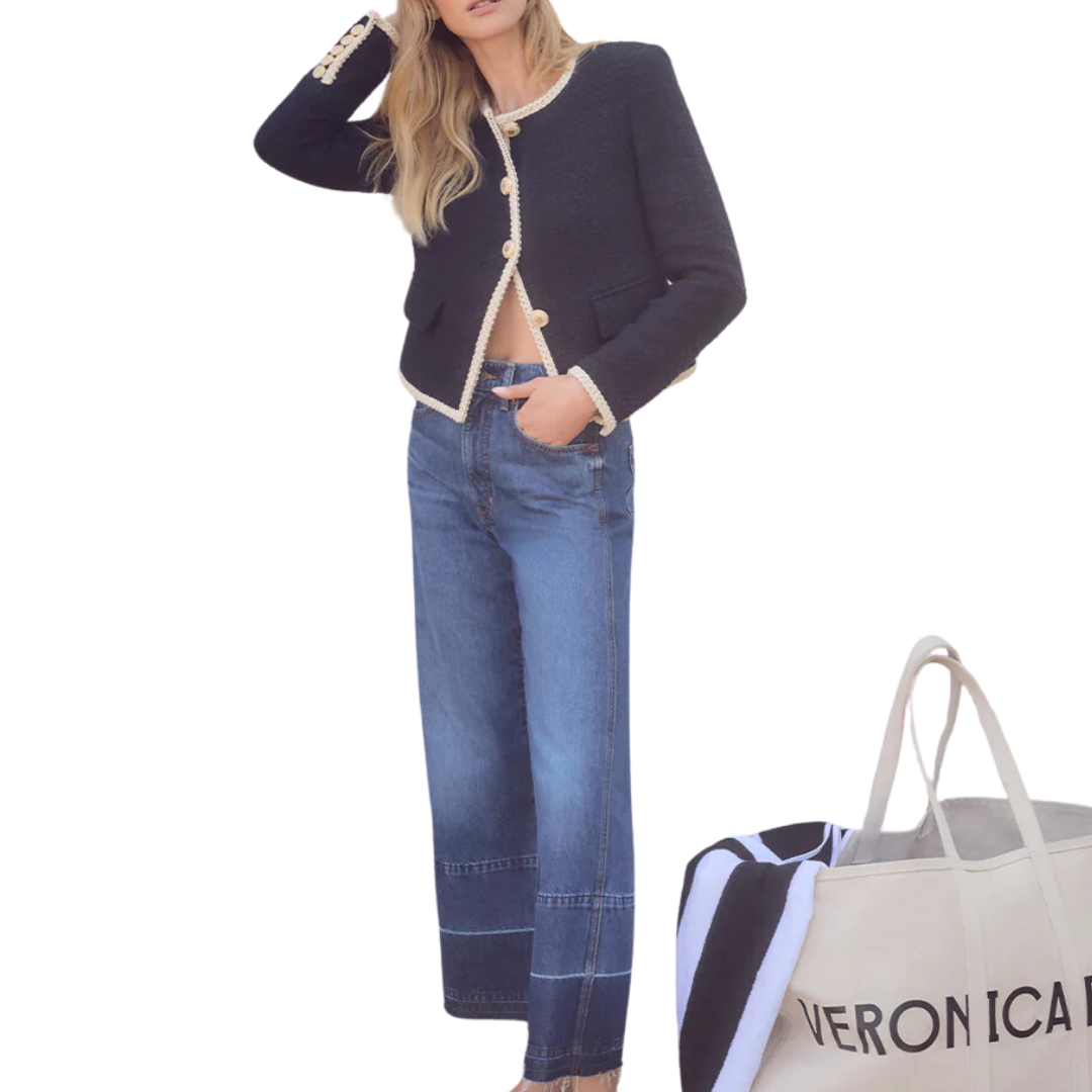 Taylor Released Hem Cropped Wide-Leg Jean in Bright Blue