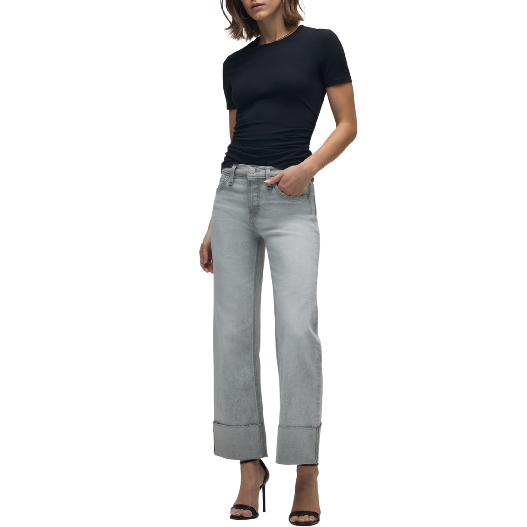 Rosie High-Rise Wide Leg Jean With Cuff in Washed Slate