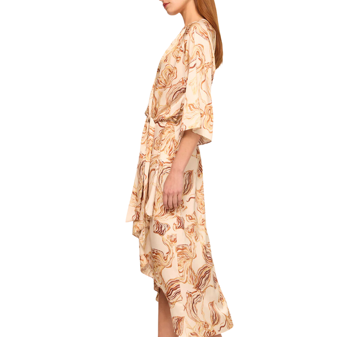 Adina Dress in Golden Straw Satin