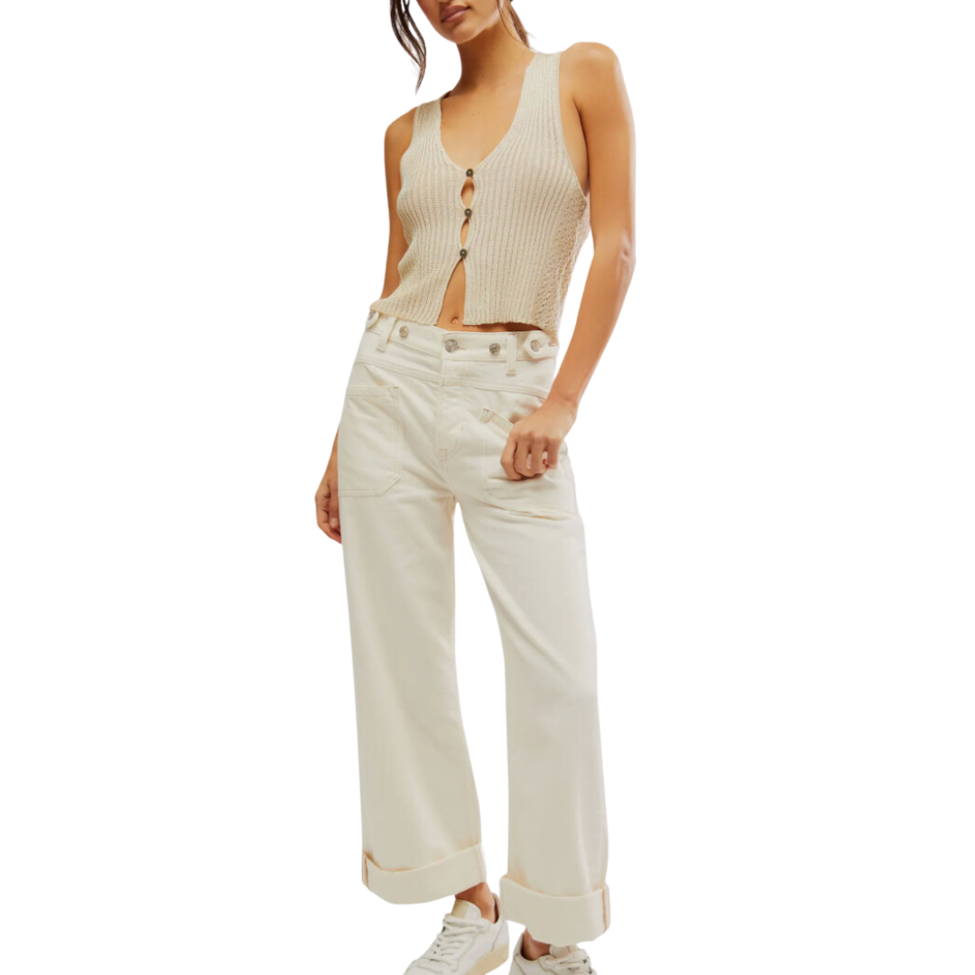 We The Free Palmer Cuffed Jeans Eggshell