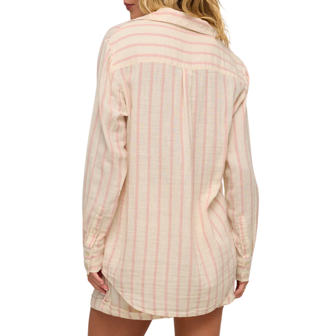 Saturdays Stripe Gauze Shirt in Bone