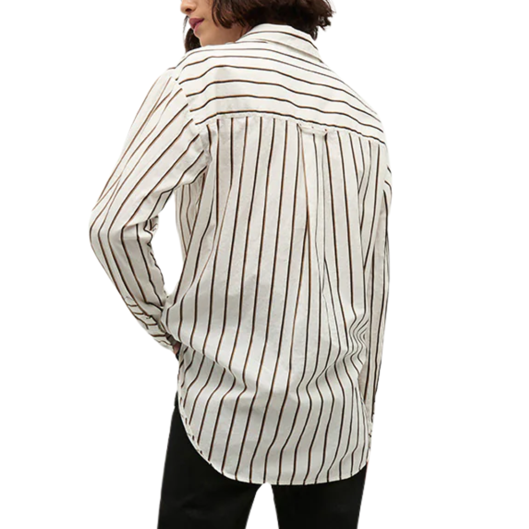 Keiko Stretch-Cotton Button-Down Shirt in Ivory Multi
