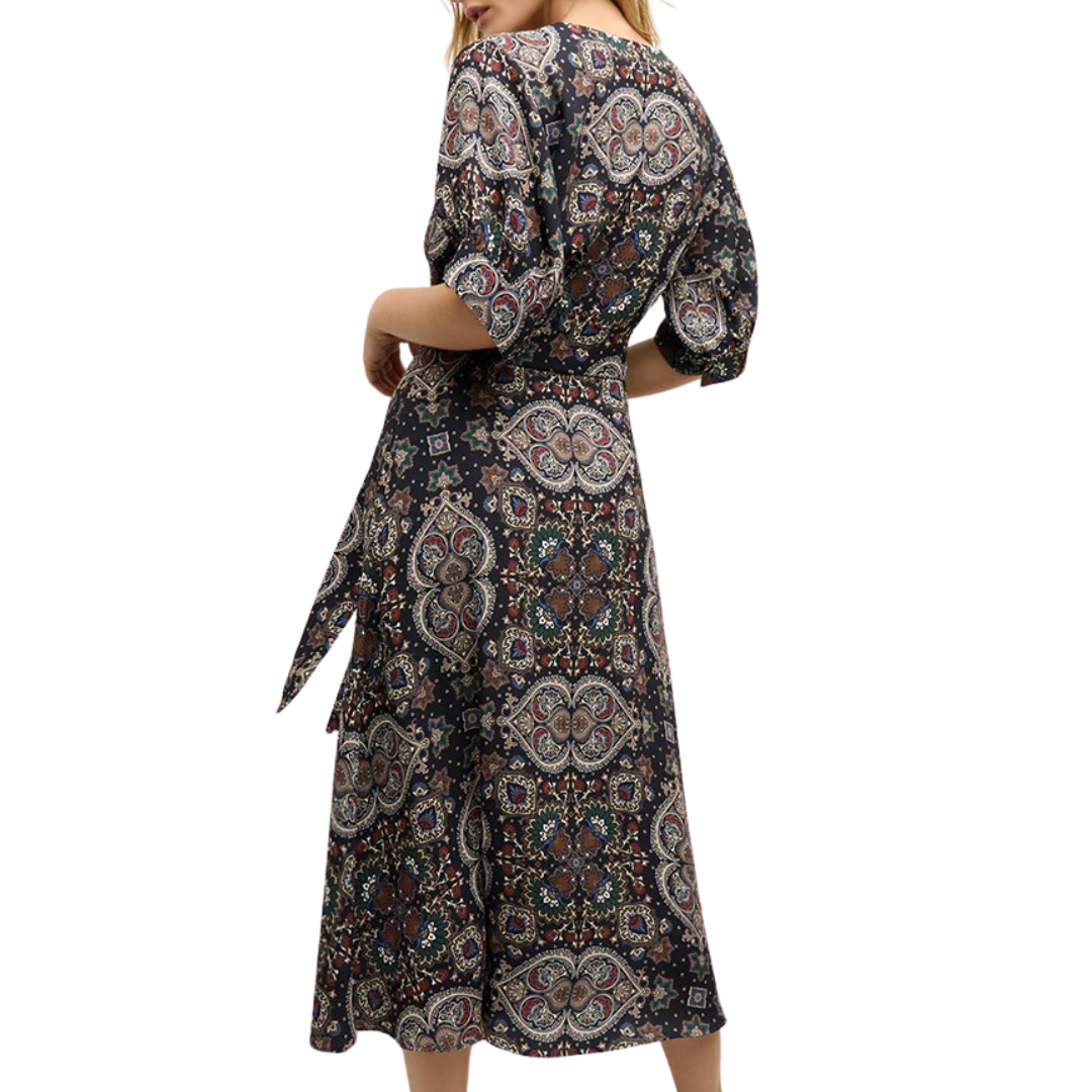 Wyatt Kaleidoscope-Print Dress in Navy Multi