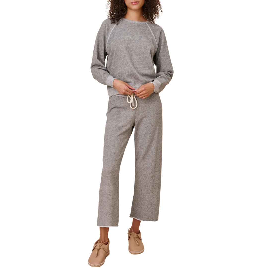 The Wide Leg Cropped Sweatpant in Varsity Grey