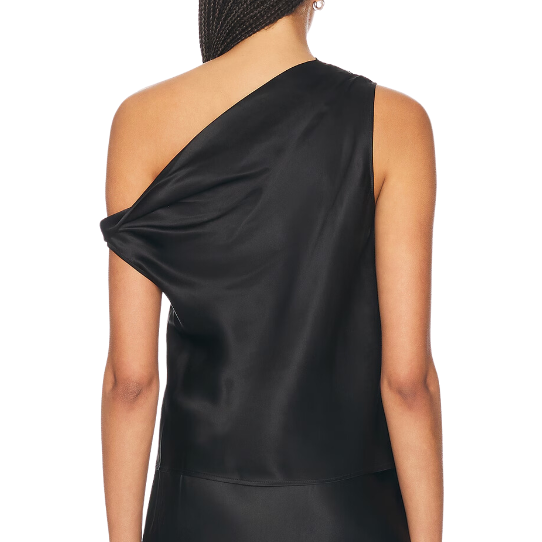 Silk Bias Off-Shoulder in Black