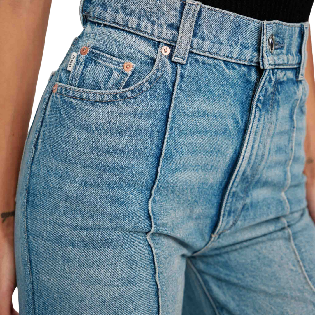Hepburn Wide Leg High Rise 32" Jeans in Springdale Cuffed