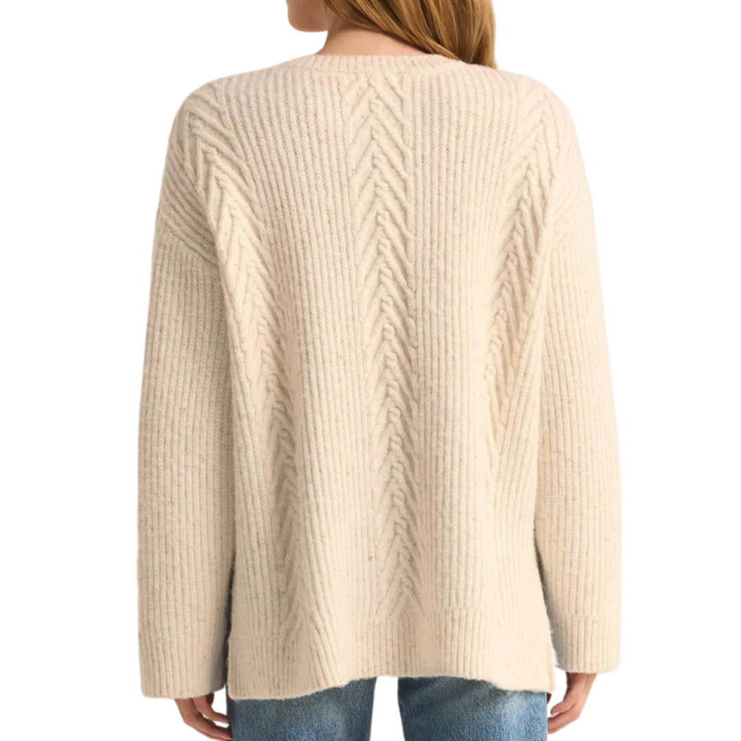 All That Glitters Cable Knit Sweater in Champagne