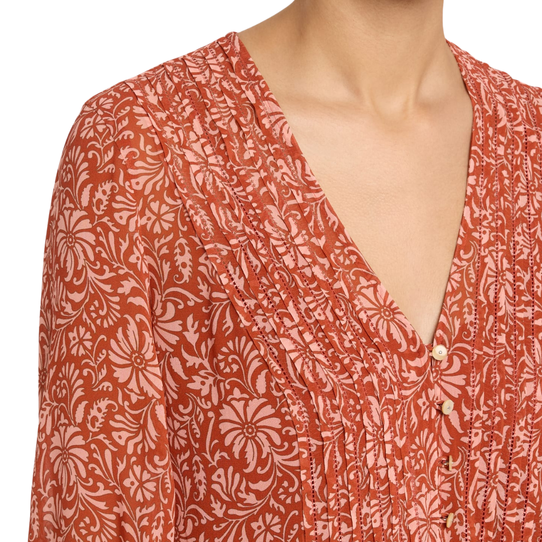 Calvin Top in Dark Persimmon Multi