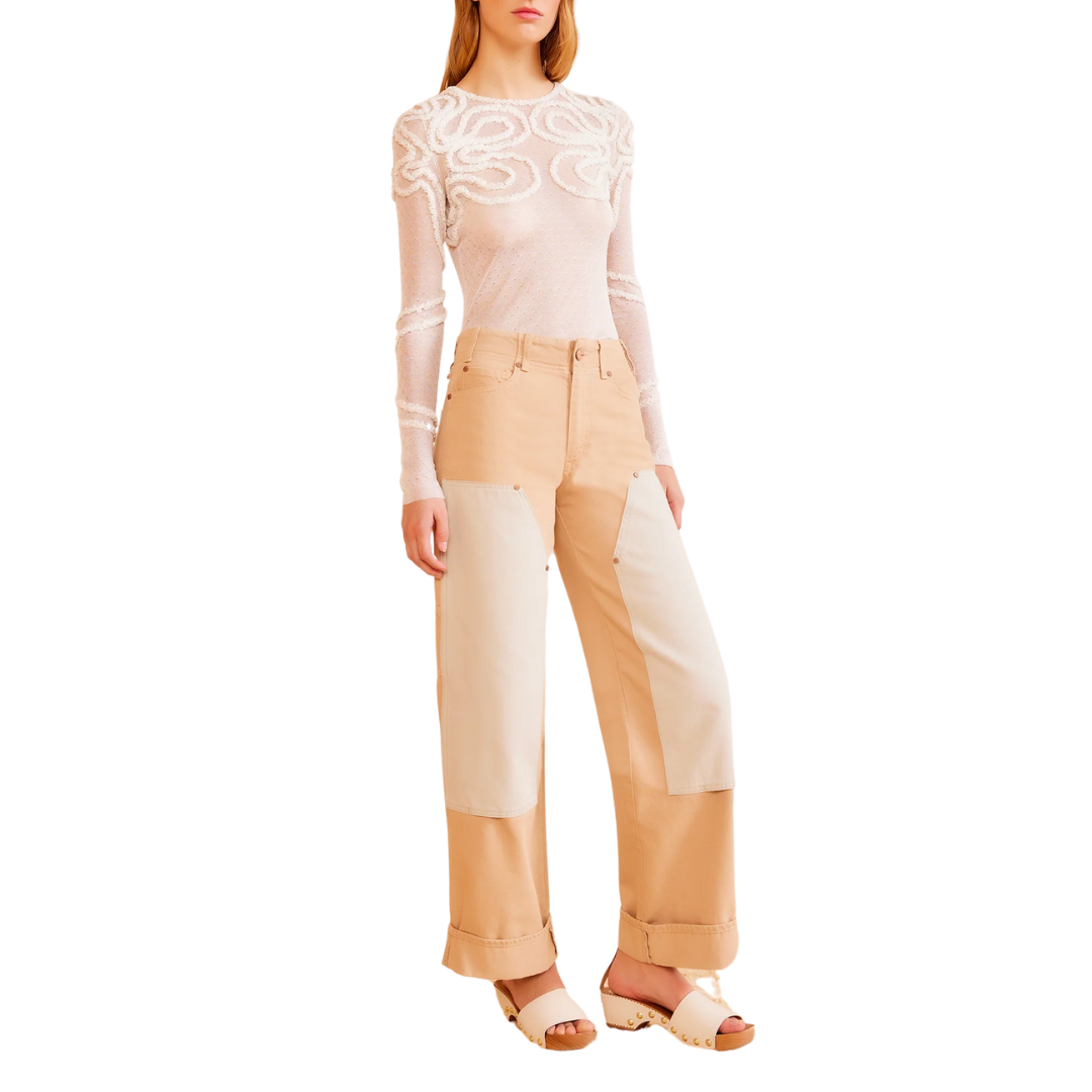 The Olympia Jean in Limestone Patchwork