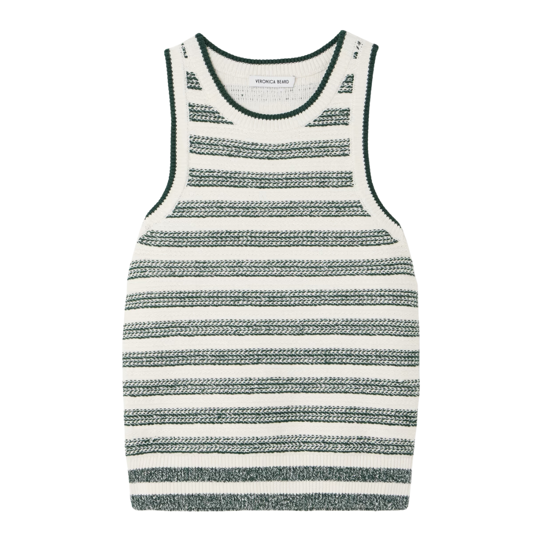 Jerrel Knit Tank in Ivory/Hunter Green