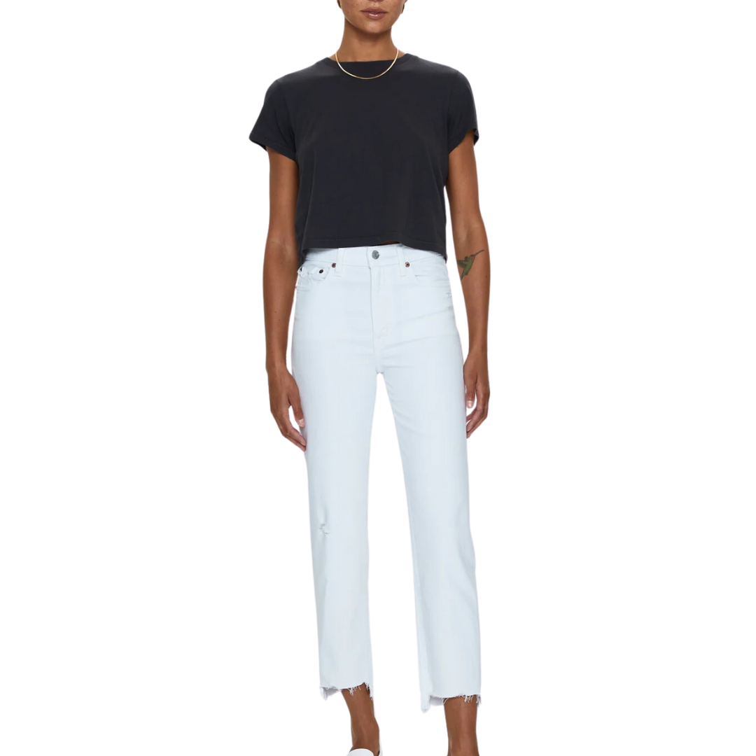 Charlie High Rise Straight in White Vintage
