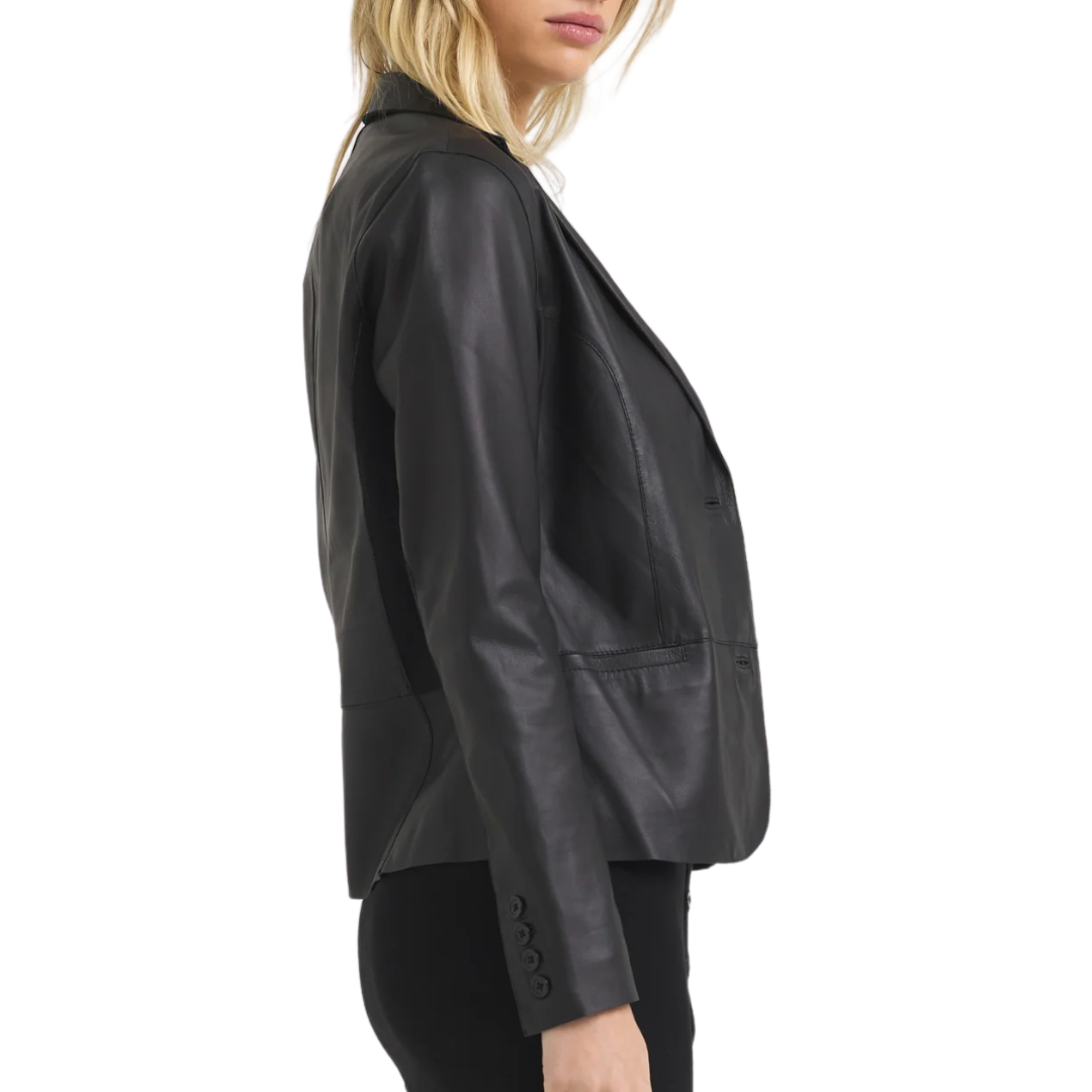 Allison Burnished Leather Jacket in Black