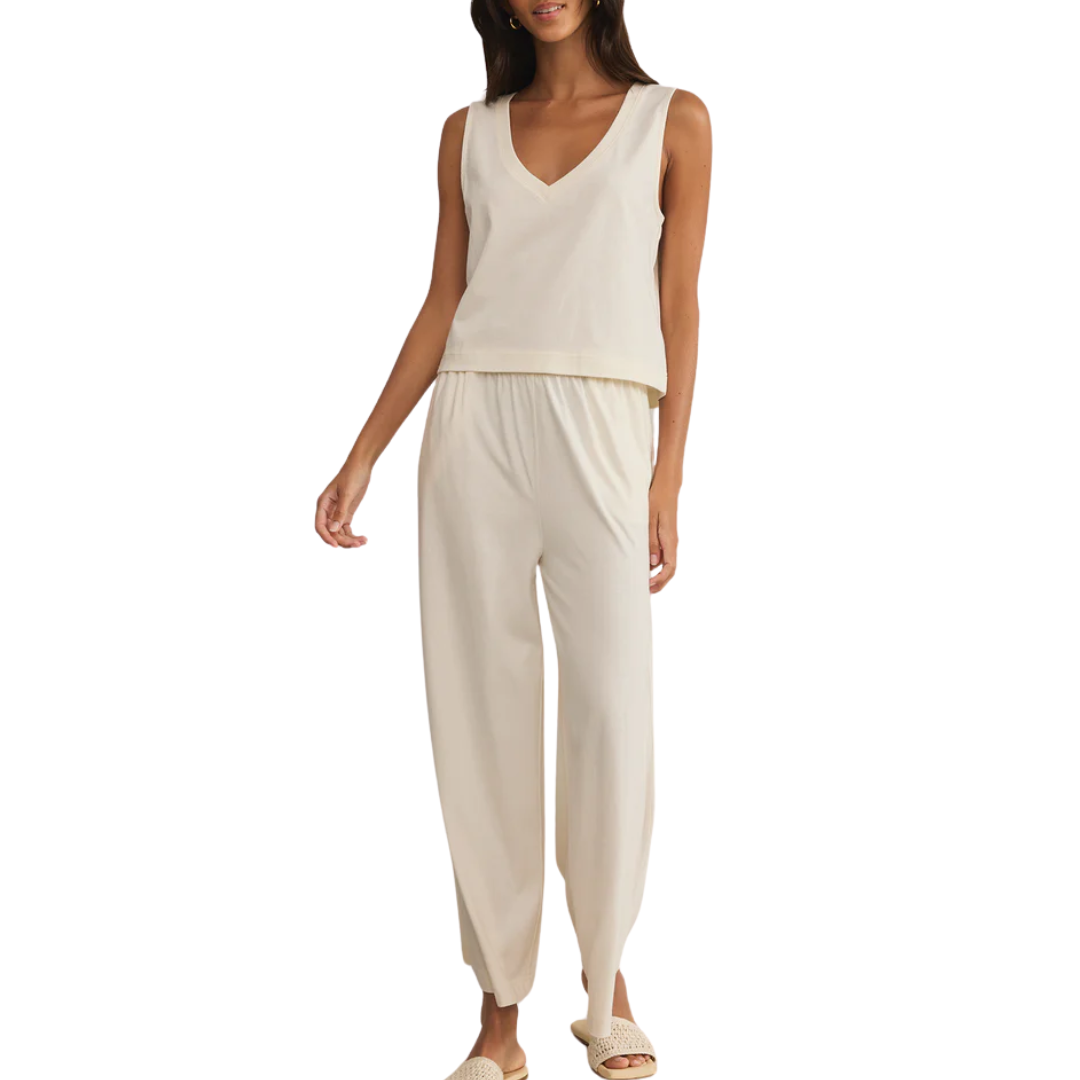 Sloane V-Neck Top in Sea Salt