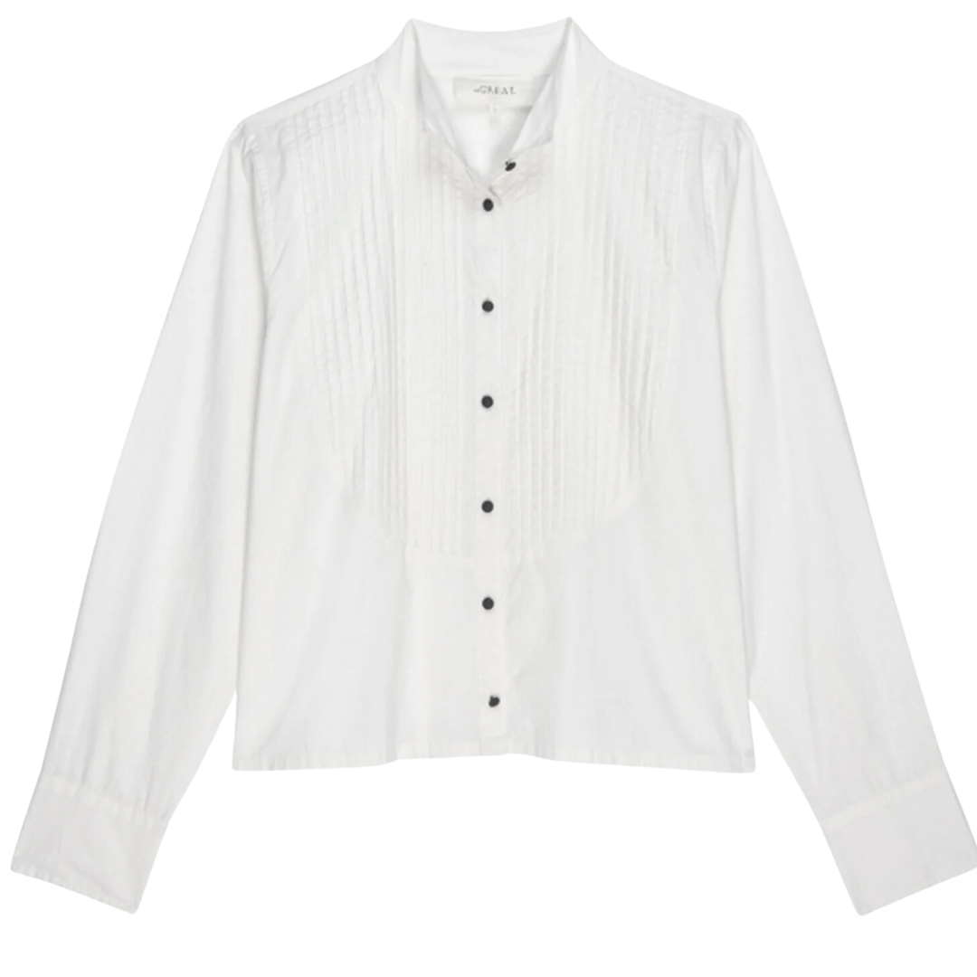 The Pleated Tux Top in White