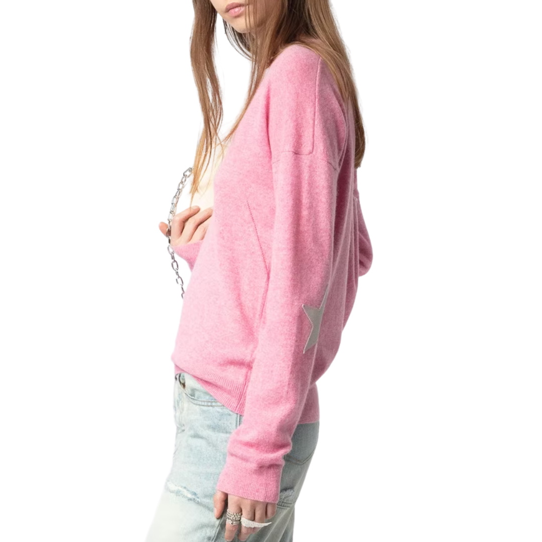 Vivi Patch Cashmere Sweater in Phlox