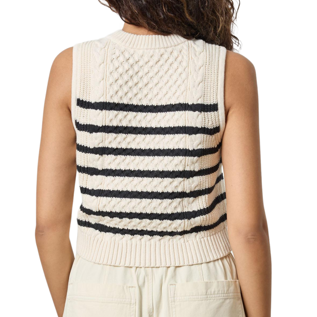 Cropped Cable Tank Sweater in Stripe