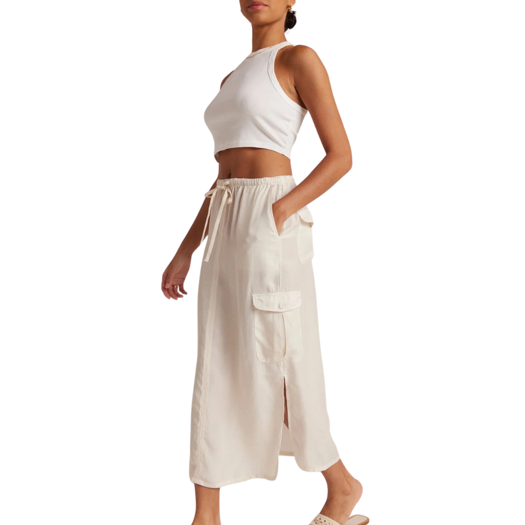 Goldie Bellow Pocket Cargo Skirt in Oasis Sand