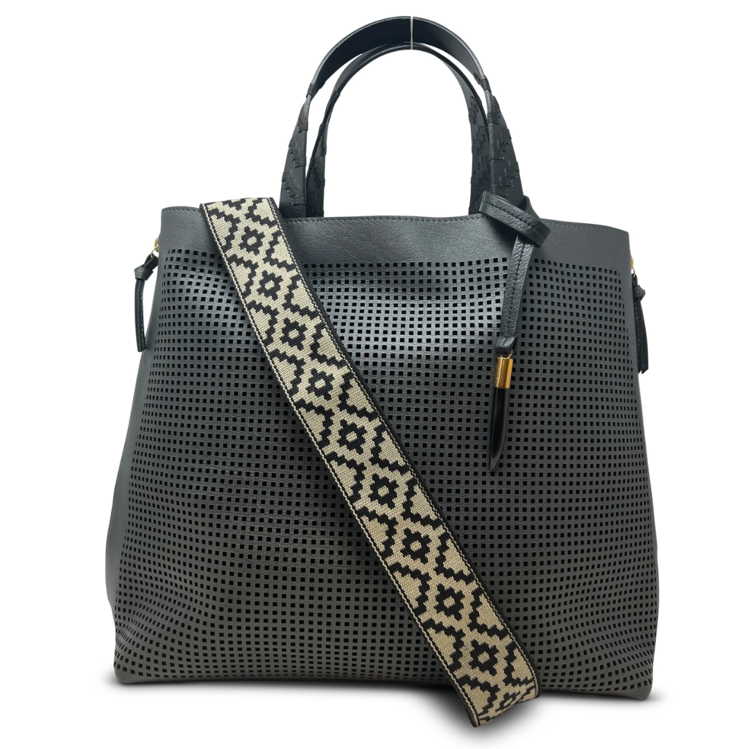 Bantham Tote Gunmetal Geo Sport Perf in Grey