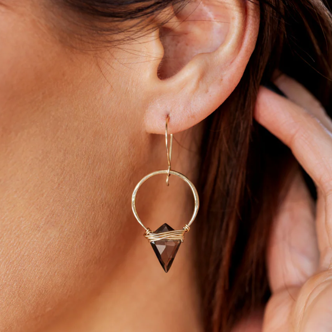Albatross Earrings in Smoky Quartz