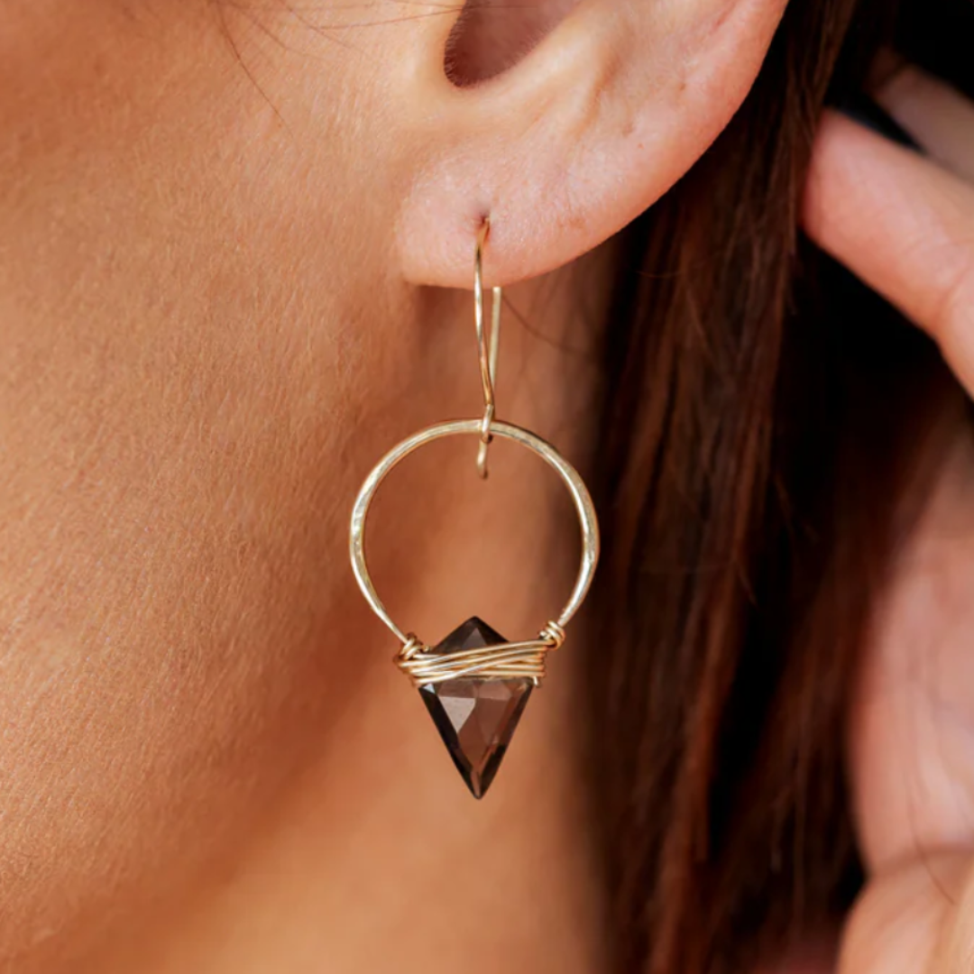 Albatross Earrings in Smoky Quartz