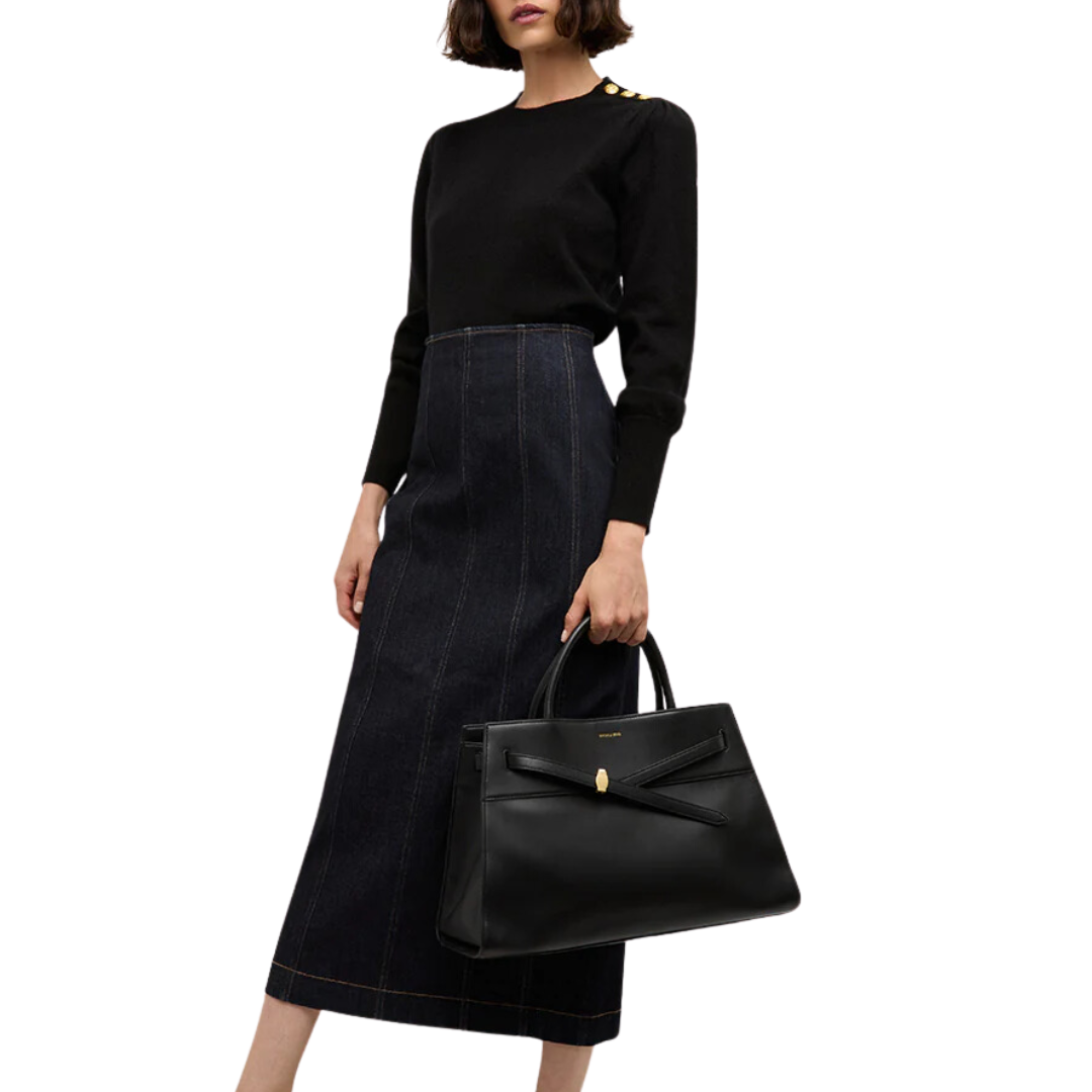 Fiona Maxi Denim Skirt in Washed Oxford
