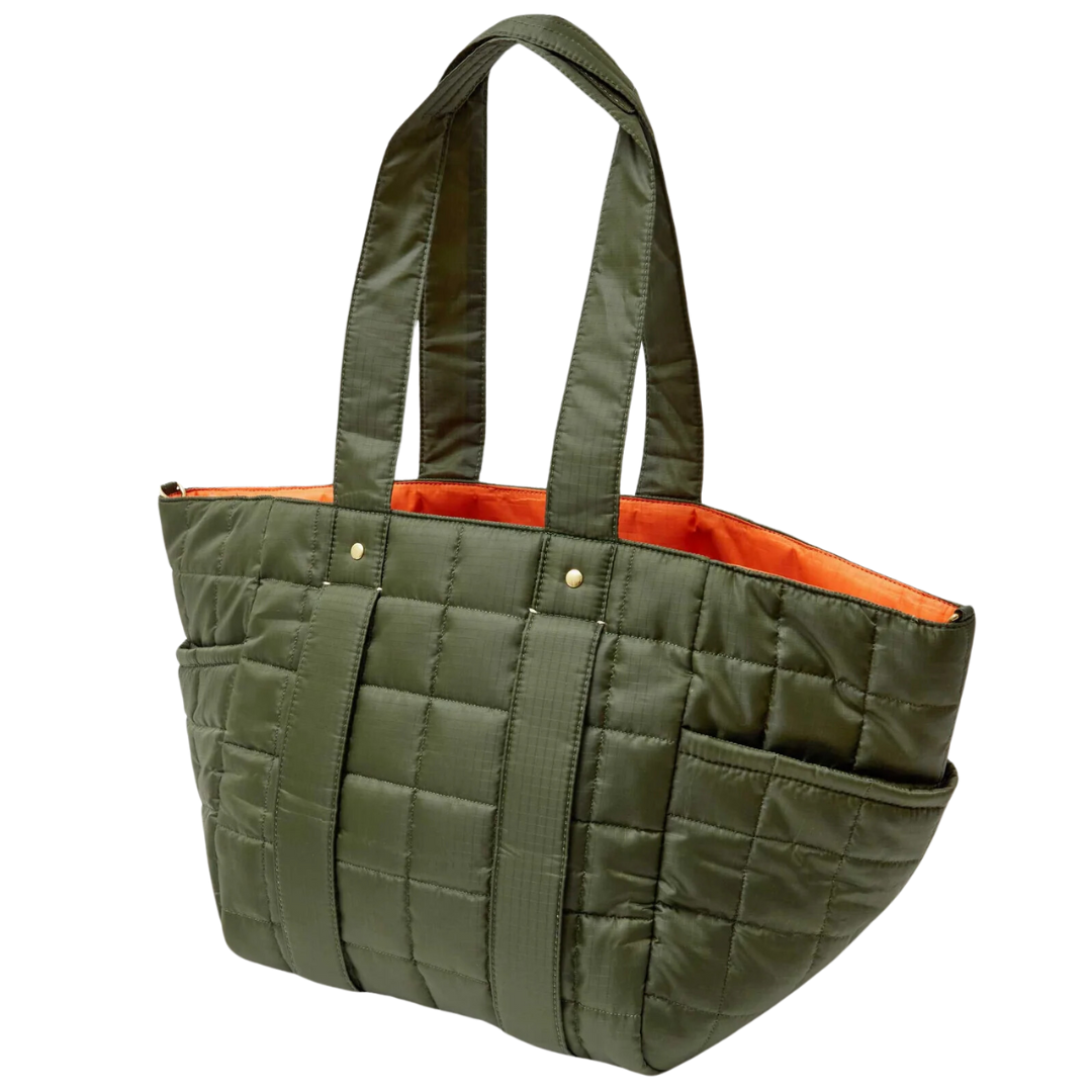 Le Box Tote Sportif in Army Quilted Ripstop