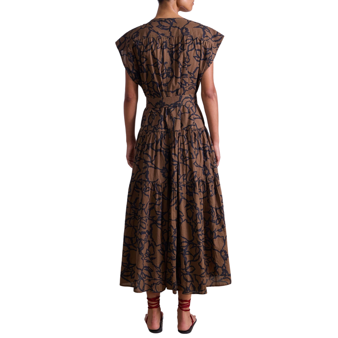 Agathe Tiered Maxi in Large Lace Floral Chocolate