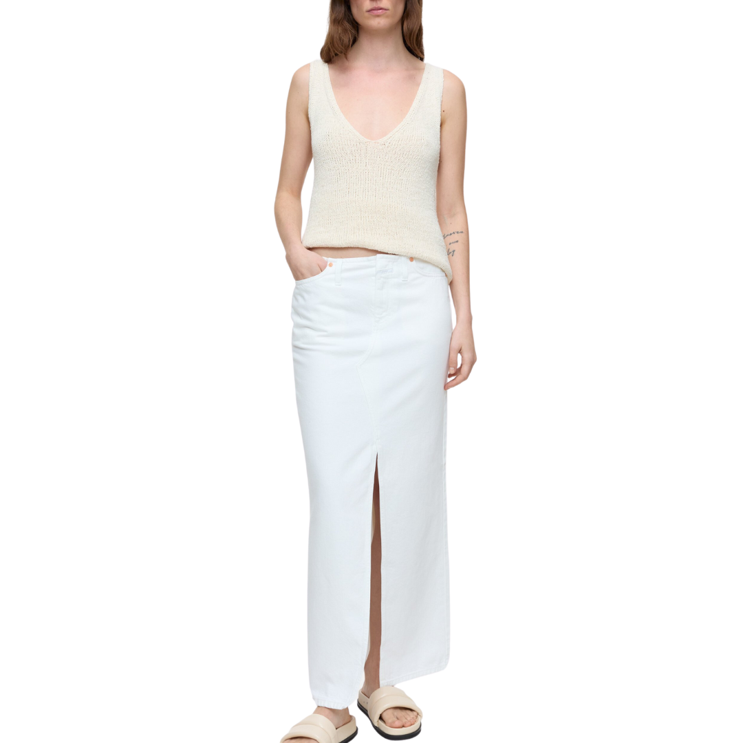 Denim Maxi Skirt in White