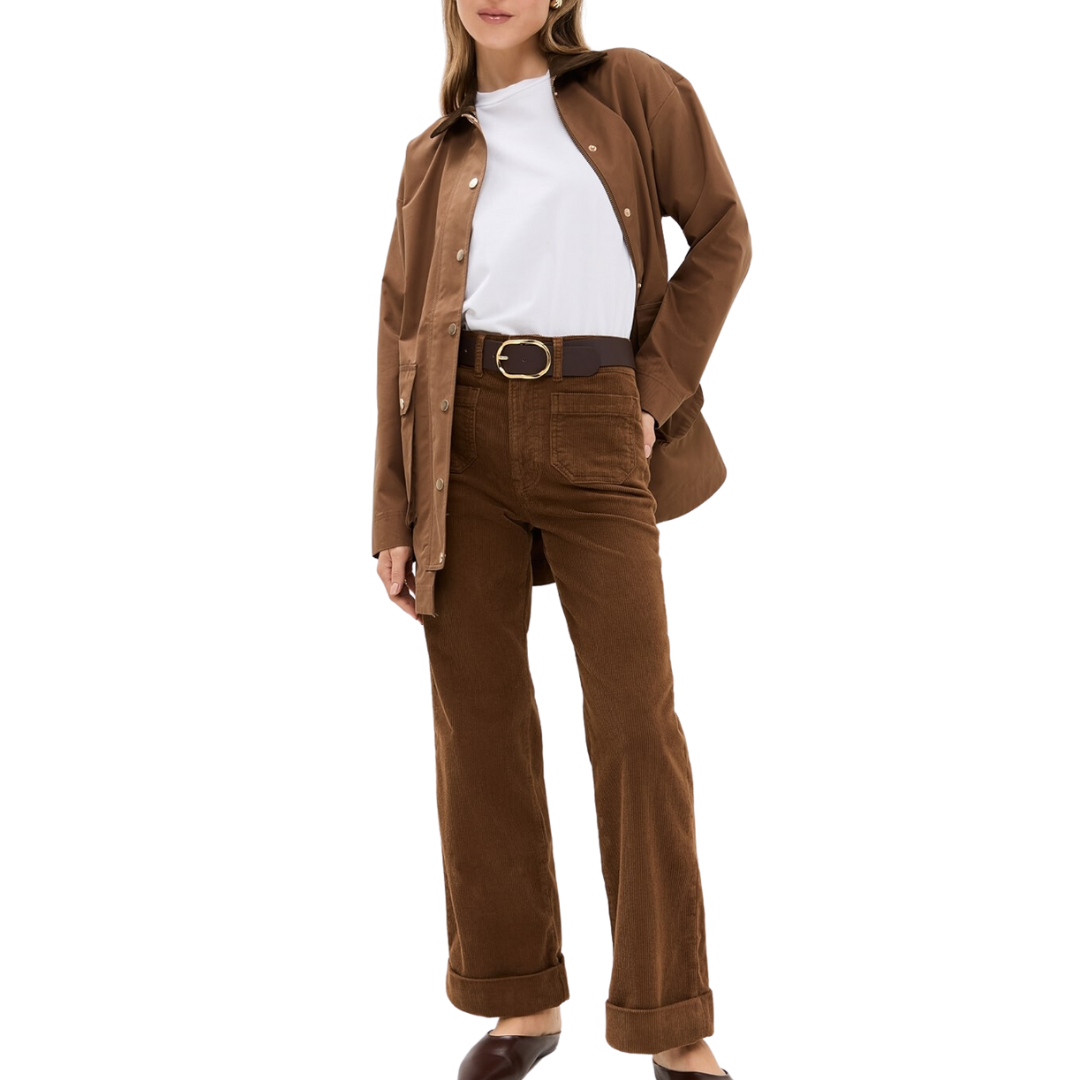 70's Cropped Wide Leg Corduroy in Toast