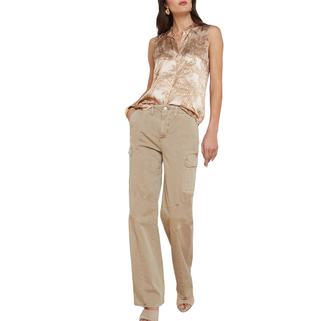 Hendrix Silk Sleeveless Blouse in Nude Multi Paisley Toile