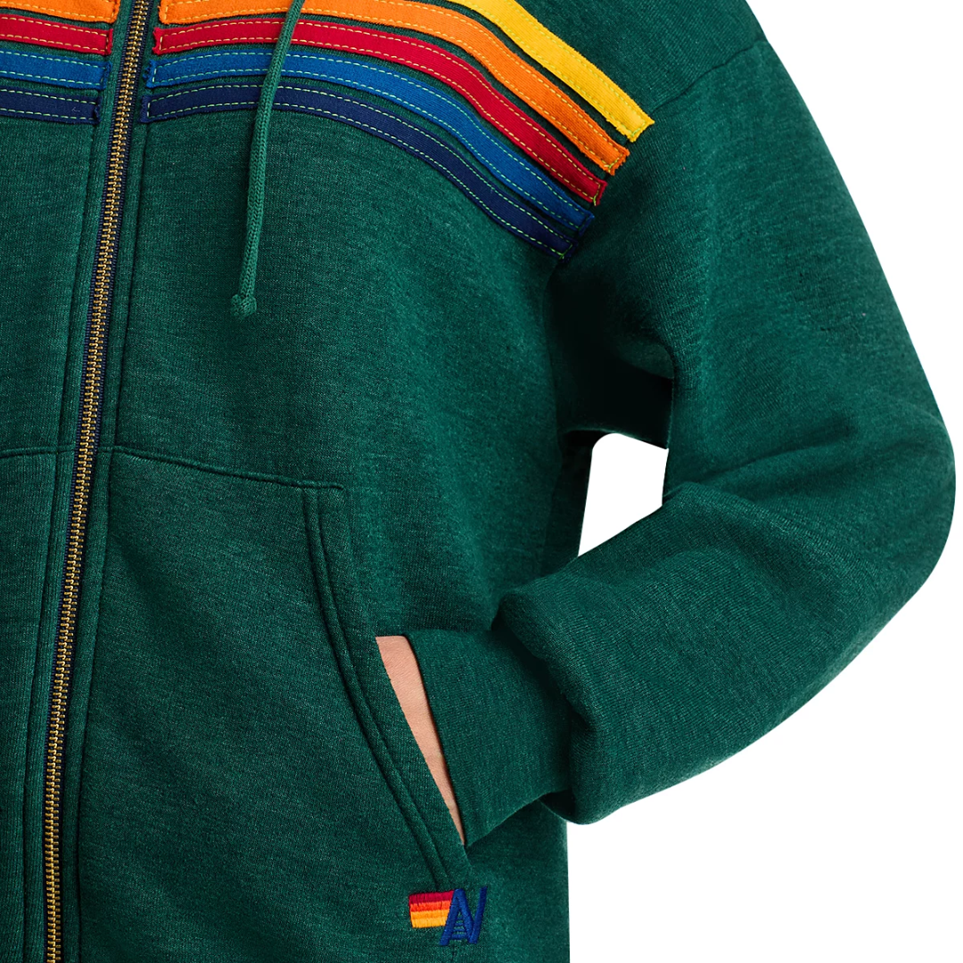 5 Stripe Hoodie in Forest/Purple/Orange