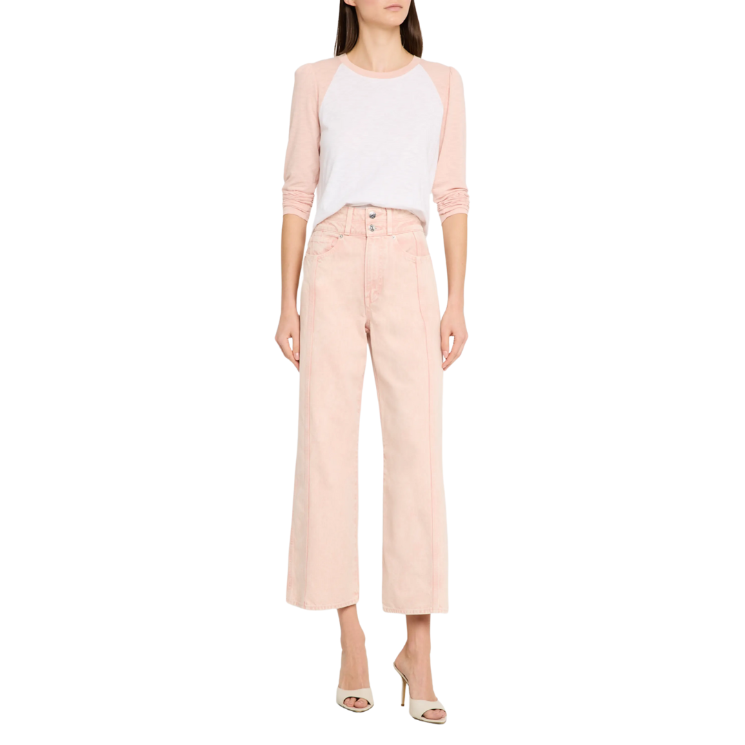 Taylor Cropped Wide-Leg Jean in Stoned Pink Shell