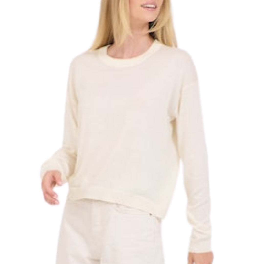 Sloane Cotton Boxy Pullover in Ivory