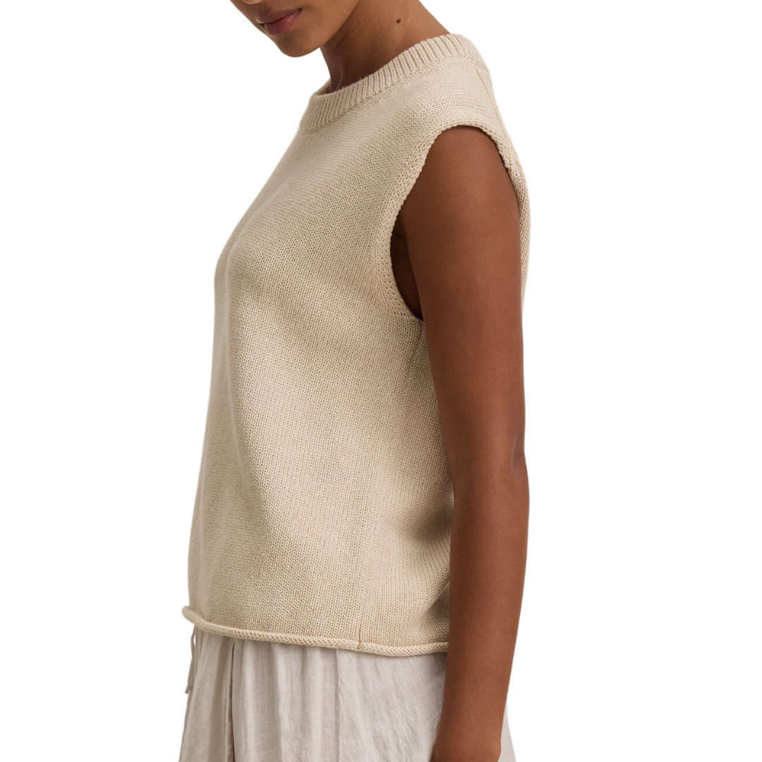 Paola Cotton Cashmere Sweater in Oat