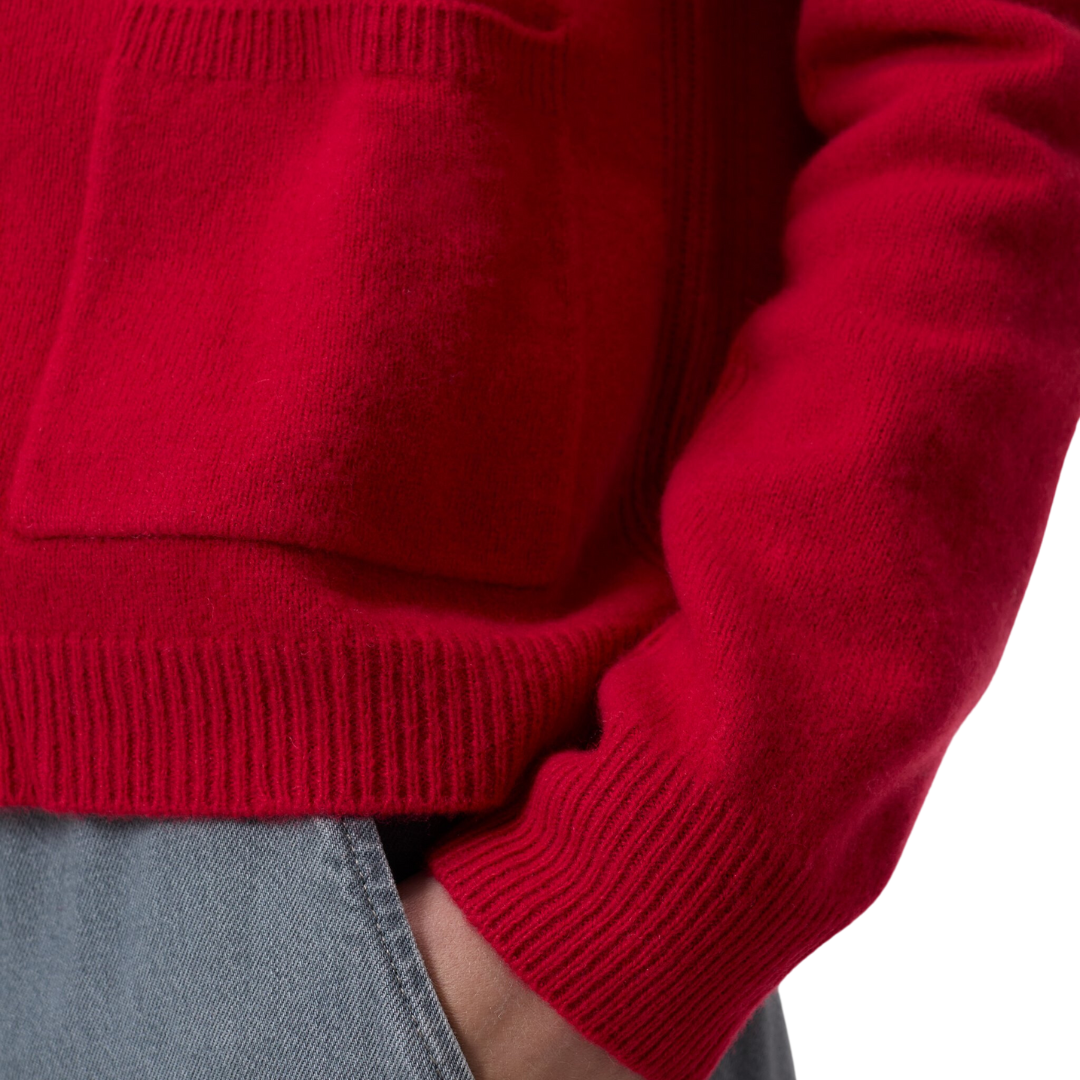 Wool Cardigan in Chili Pepper Red
