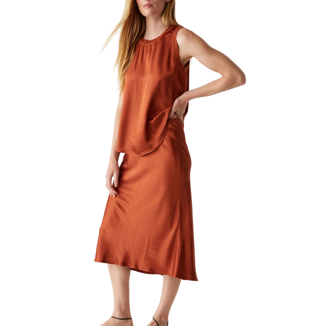 Leila Bias Midi Skirt in Toffee